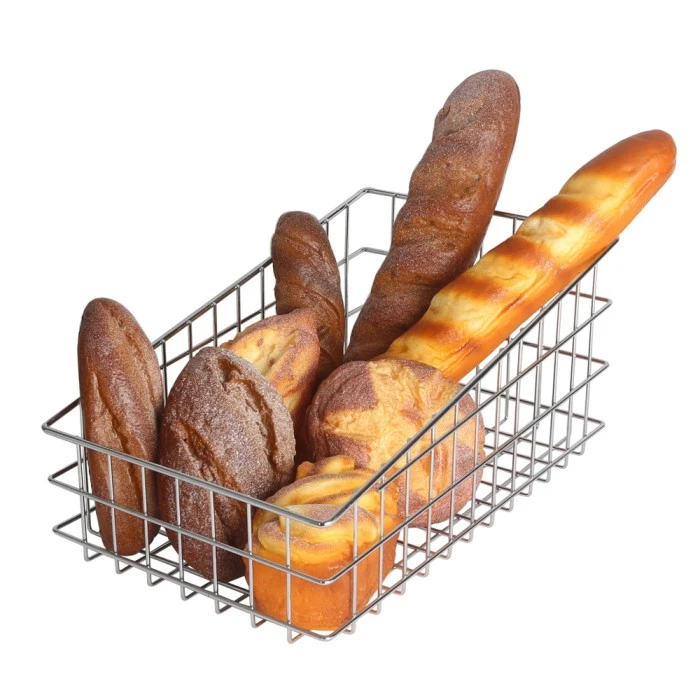 Cesta de armazenamento de pão de metal inclinada